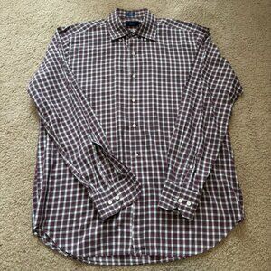 Peter Millar Shirt Mens Large Red Plaid Button Down Long Sleeve Preppy Office